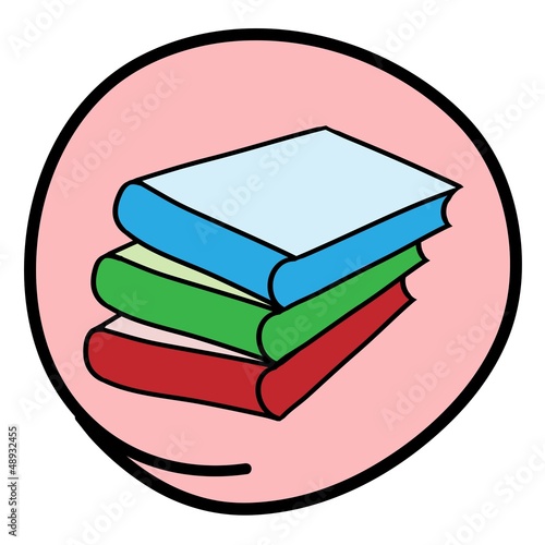Pile of Books on Round Pink Background