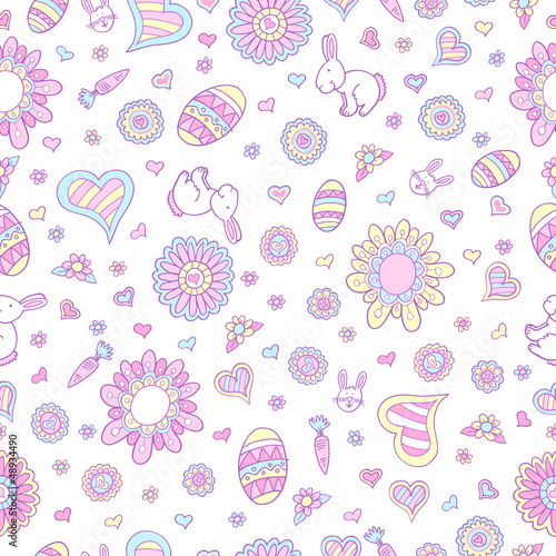 Cute Springtime Easter Seamless Pattern