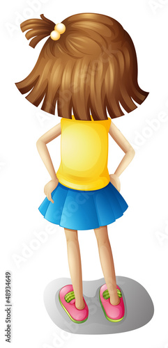 A backview of a young girl