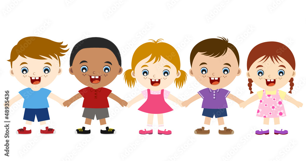 cute multicultural children hand in hand cute multicultural children hand in hand