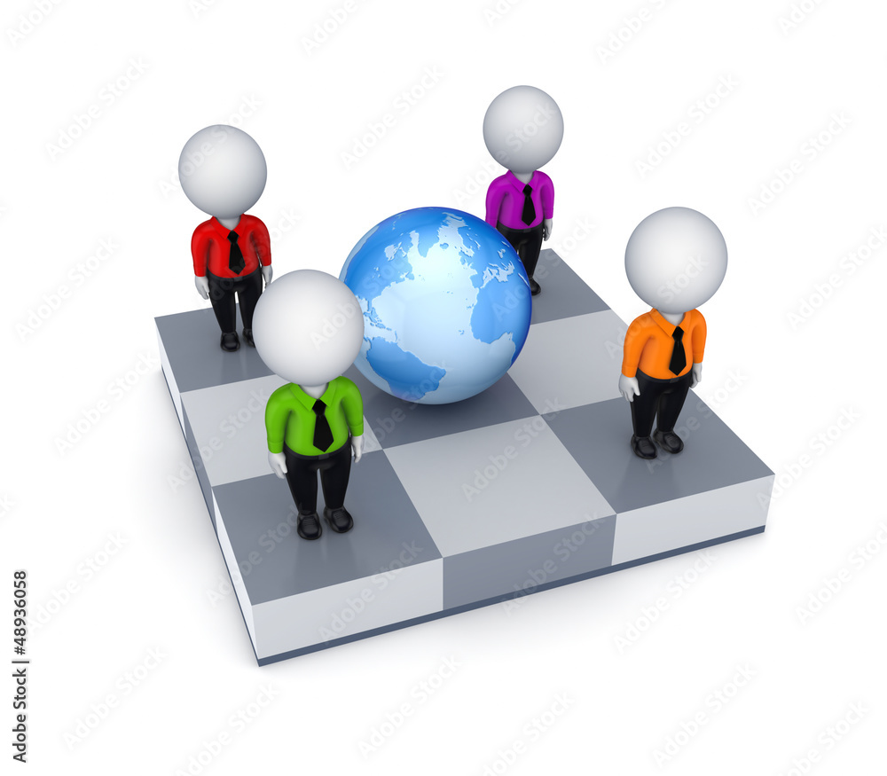 Small people around Earth. Small people around Earth.