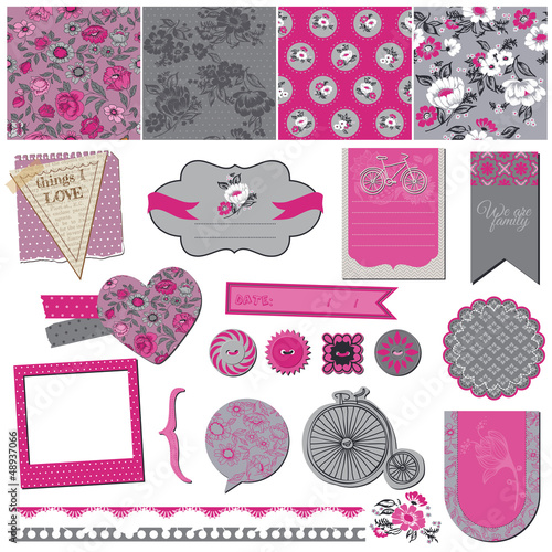 Seamless Vintage Flower Background Set- for design and scrapbook