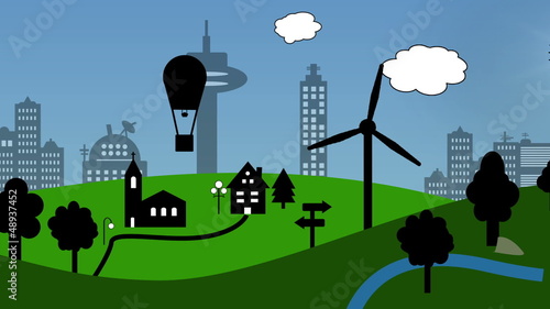 Skyline Cartoon Landschaft (Fahrt)