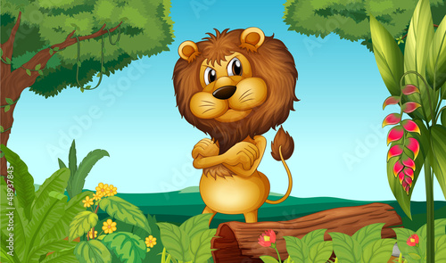 Fototapeta Naklejka Na Ścianę i Meble -  A lion standing in the woods