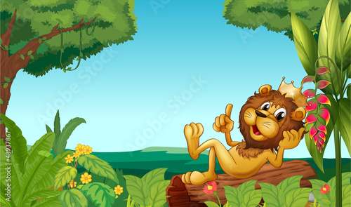 A king lion in the forest