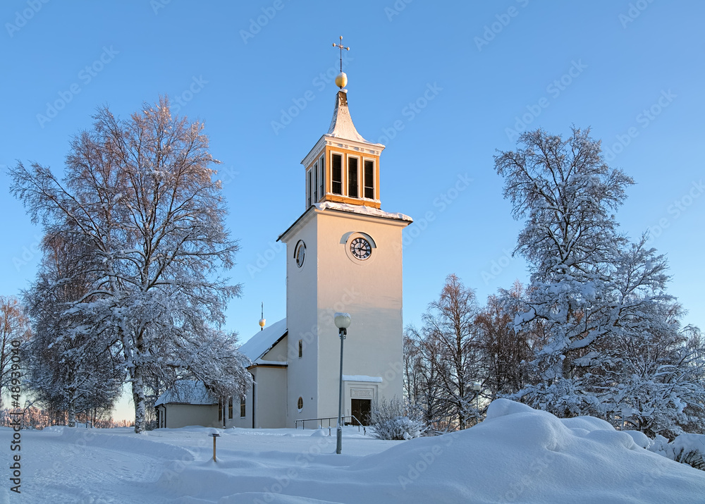 Dorotea Church in winter, Sweden