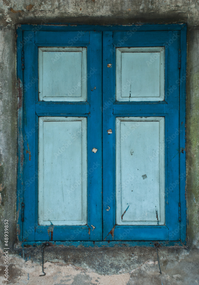 old dirty blue window