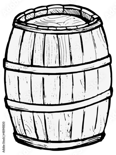 Old wooden barrel on the white background