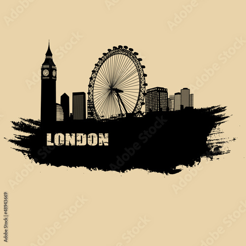 Carta da parati Londra - Carta da parati Old paper with london  landscape