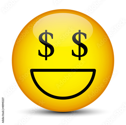 Dollar Augen Smiley Button