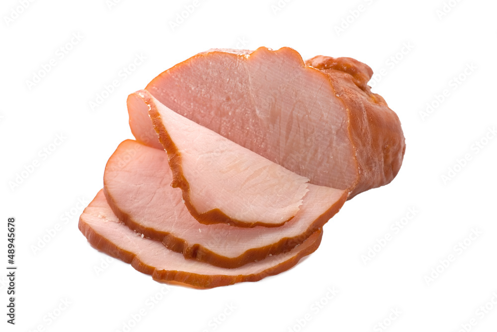 Sliced ham isolated on white background. Sliced ham isolated on white background.