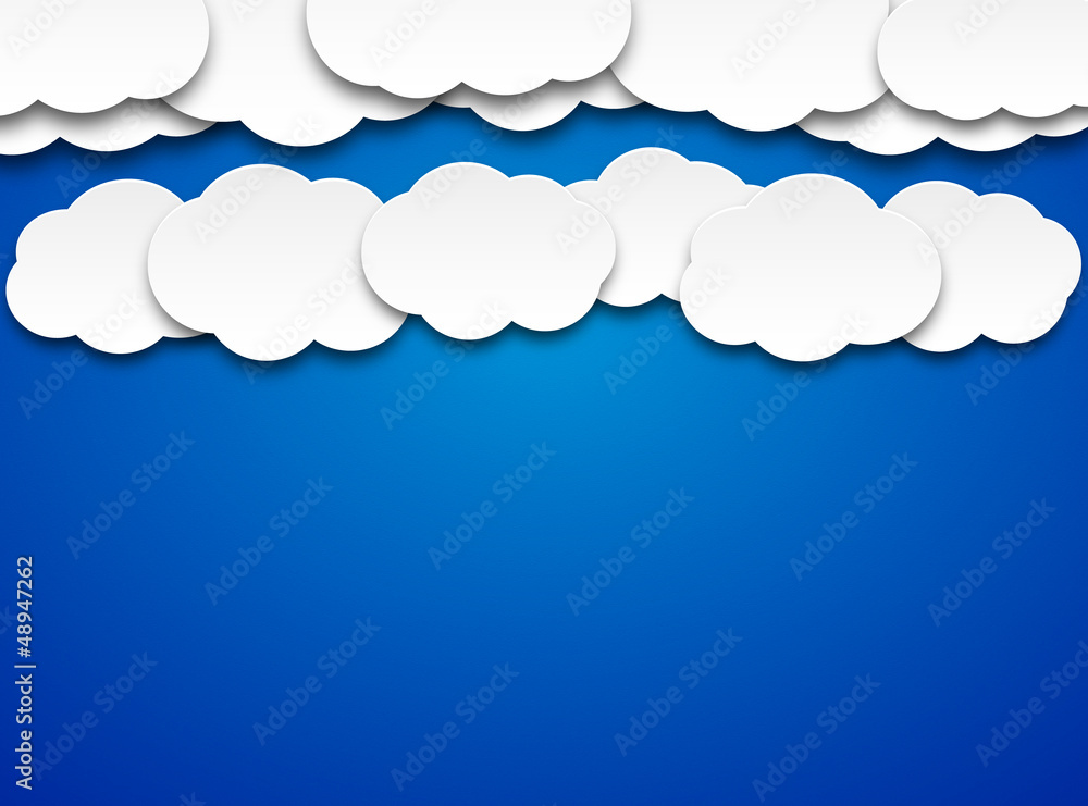 Paper white clouds on blue background. Vector Illustration Paper white clouds on blue background. Vector Illustration
