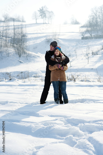 Young couple in winter