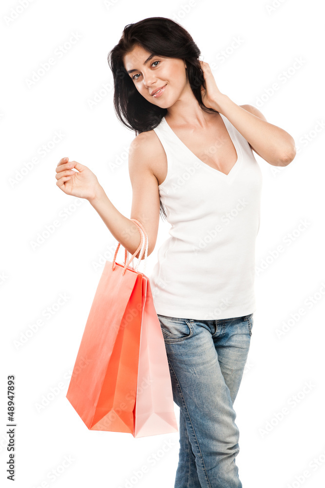 Happy girl with shopping bags Happy girl with shopping bags