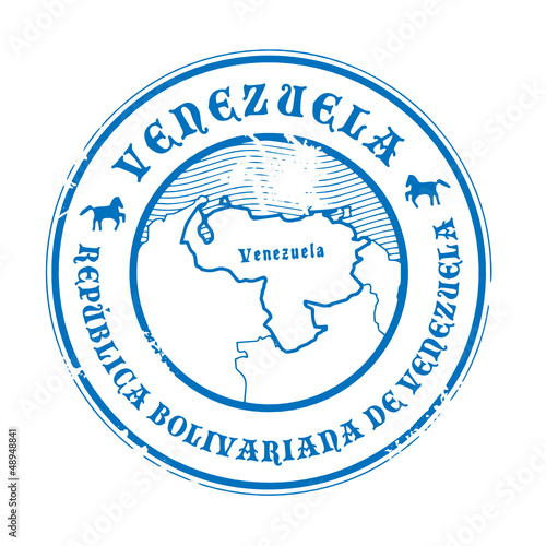 Grunge rubber stamp with the name and map of Venezuela, vector