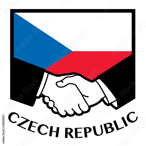 Czech Republic flag and business handshake, vector illustration