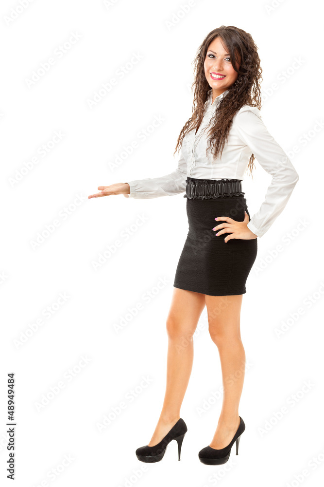 Beautiful business woman showing Beautiful business woman showing