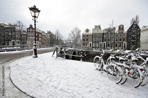 Photography snowy Amsterdam in the Netherlands