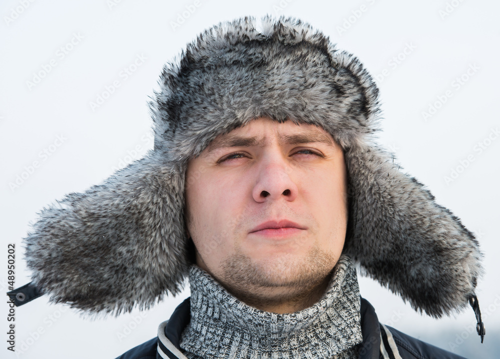 man in a fur winter hat man in a fur winter hat