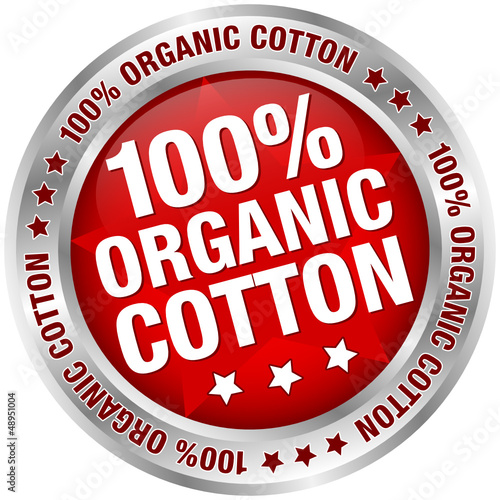 Button Banner "100% Organic Cotton" Red/Silver