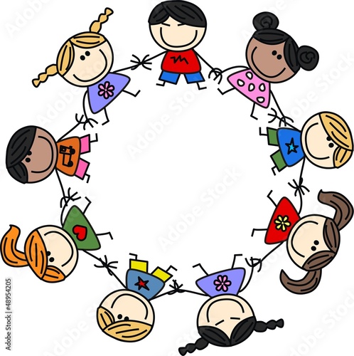 mixed ethnic children teamwork