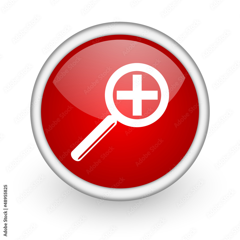 magnification red circle web icon on white background magnification red circle web icon on white background