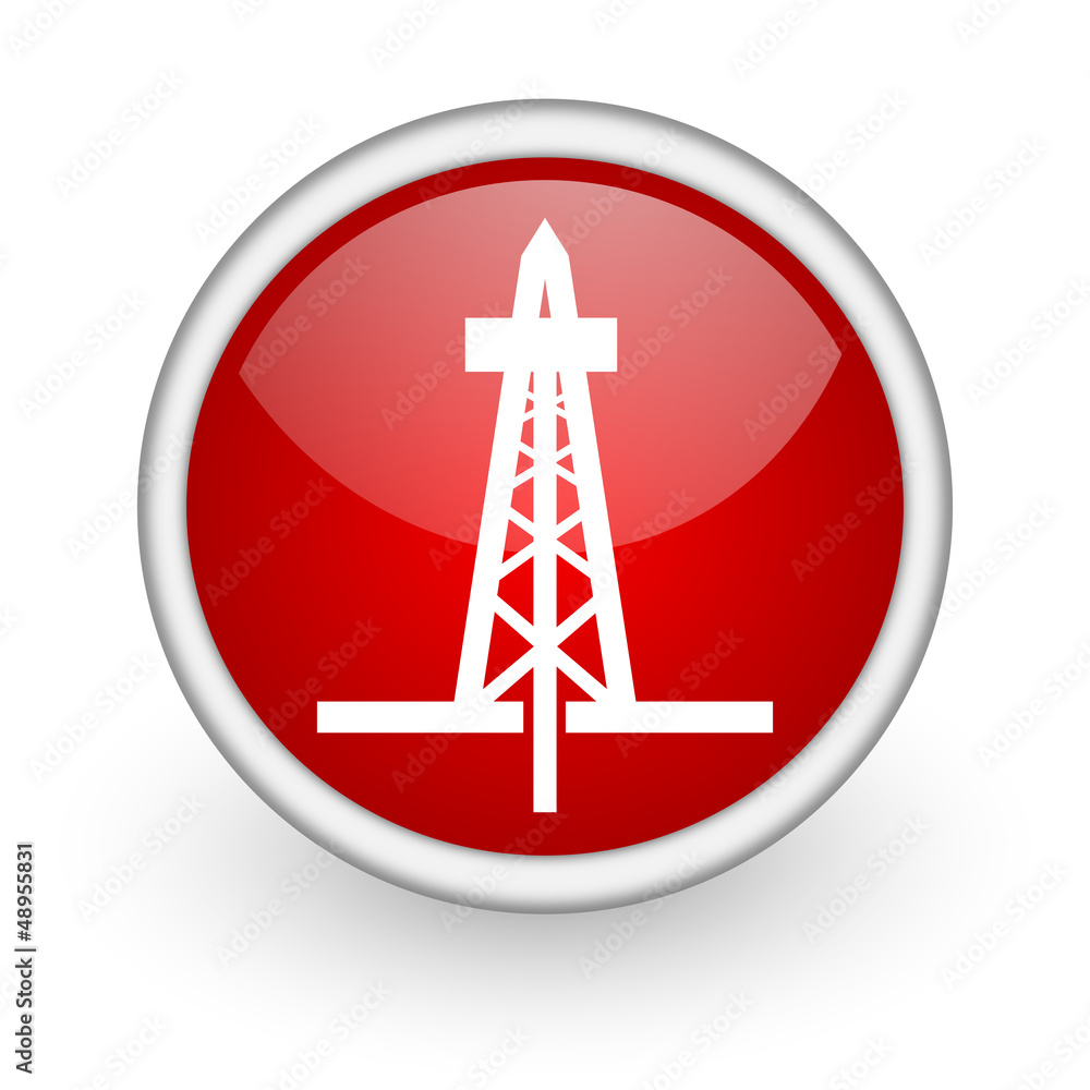 Fototapeta premium drilling red circle web icon on white background