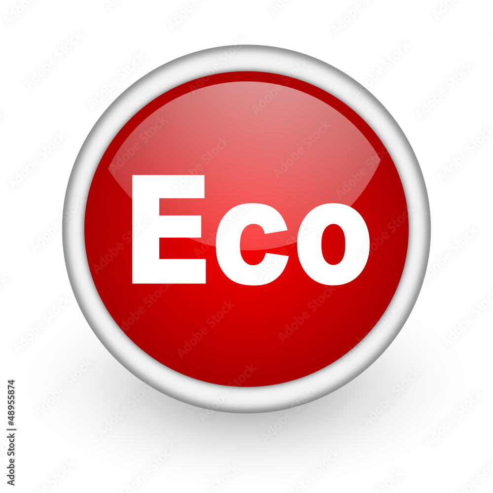 eco red circle web icon on white background eco red circle web icon on white background