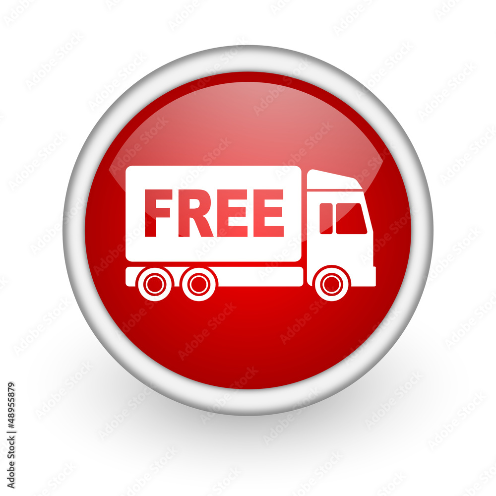 free delivery red circle web icon on white background free delivery red circle web icon on white background