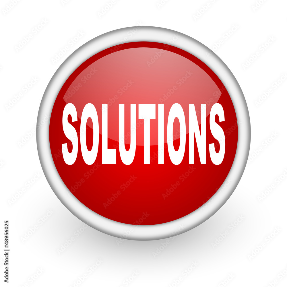 solutions red circle web icon on white background solutions red circle web icon on white background