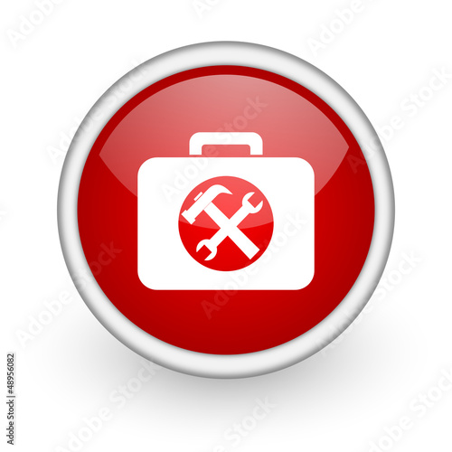 toolkit red circle web icon on white background