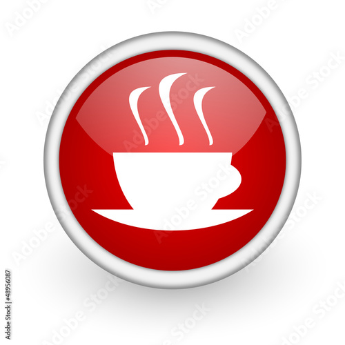 coffee red circle web icon on white background