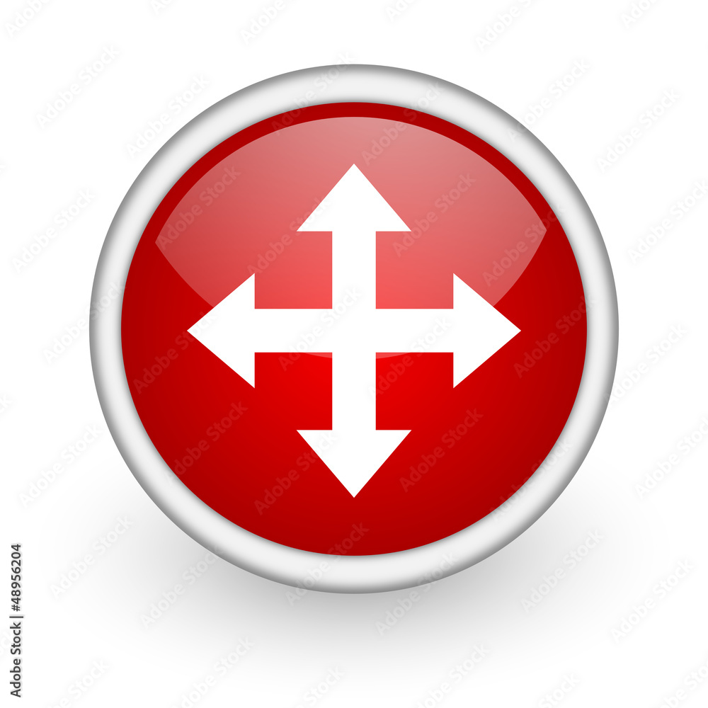 move arrow red circle web icon on white background move arrow red circle web icon on white background