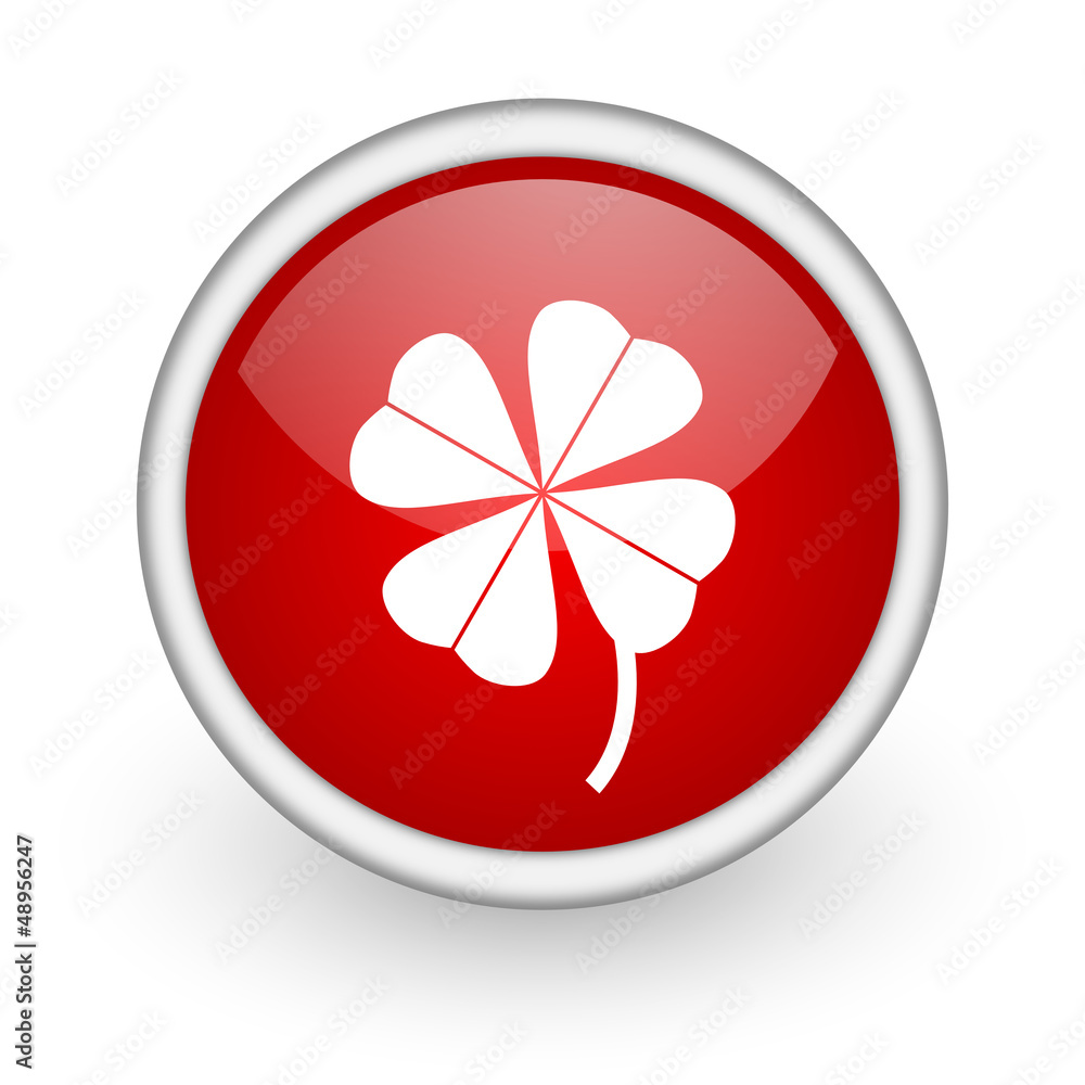 four-leaf clover red circle web icon on white background four-leaf clover red circle web icon on white background