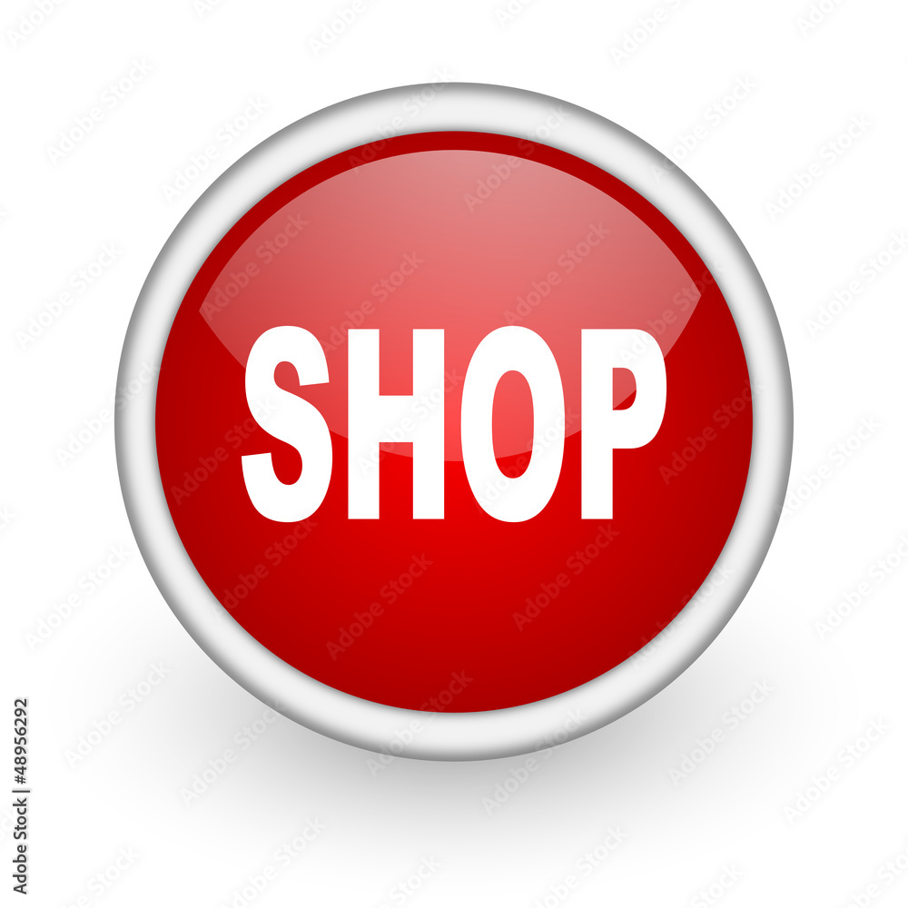 shop red circle web icon on white background shop red circle web icon on white background