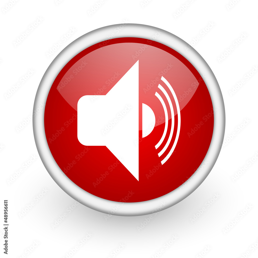 volume red circle web icon on white background volume red circle web icon on white background
