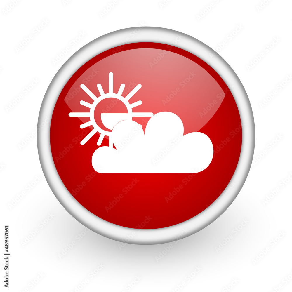 weather forecast red circle web icon on white background weather forecast red circle web icon on white background