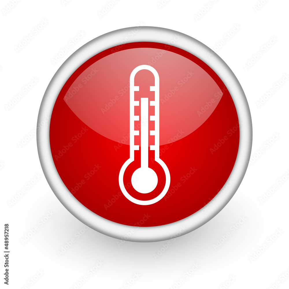 thermometer red circle web icon on white background thermometer red circle web icon on white background