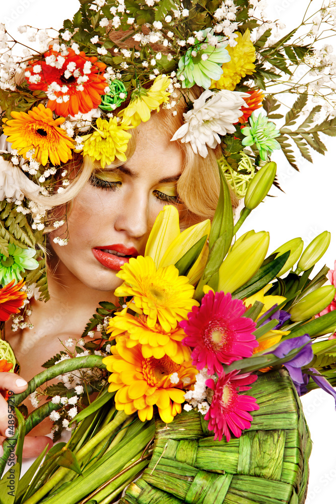 Woman with make up and flower. Woman with make up and flower.