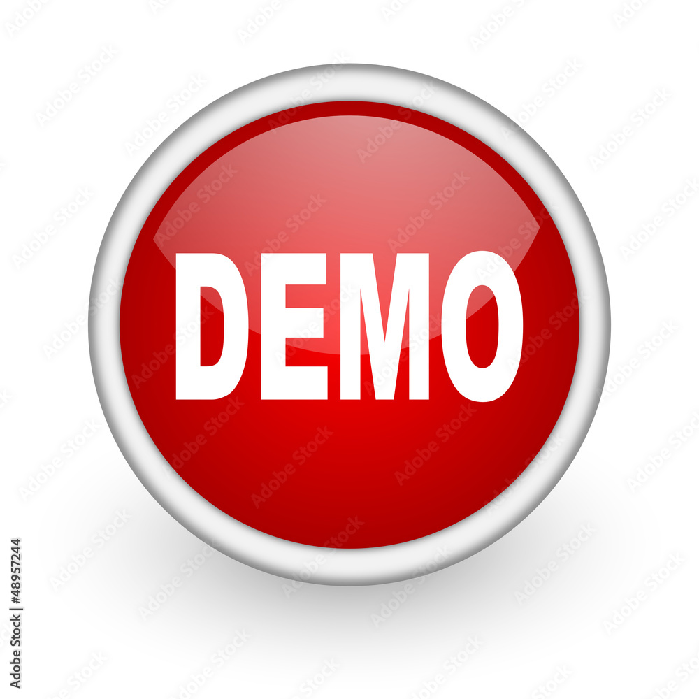 demo red circle web icon on white background demo red circle web icon on white background