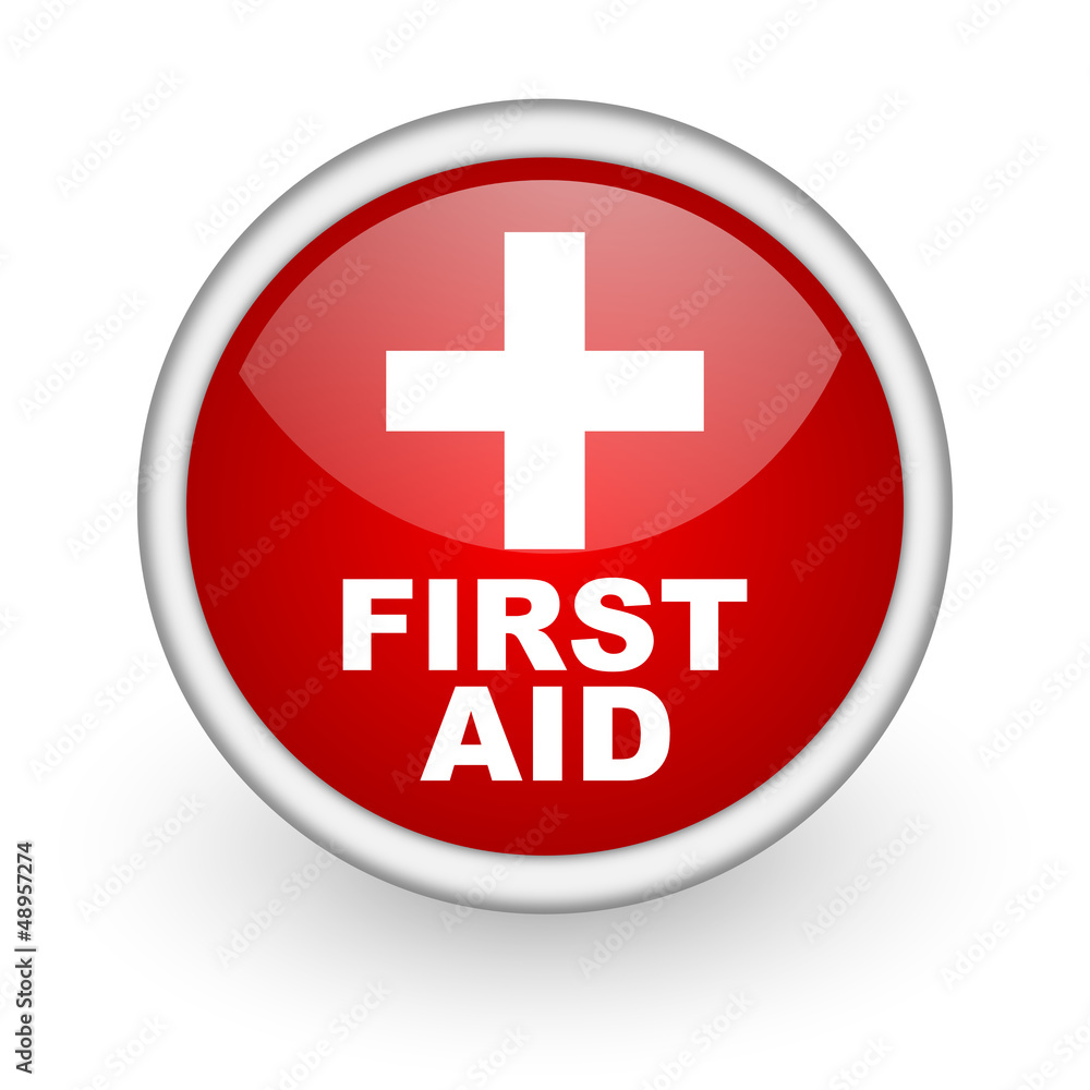 first aid red circle web icon on white background first aid red circle web icon on white background