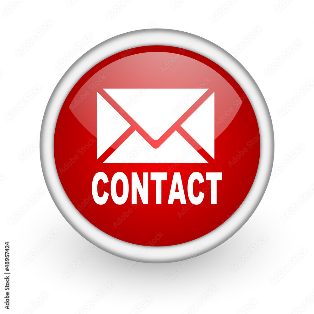 contact red circle web icon on white background contact red circle web icon on white background