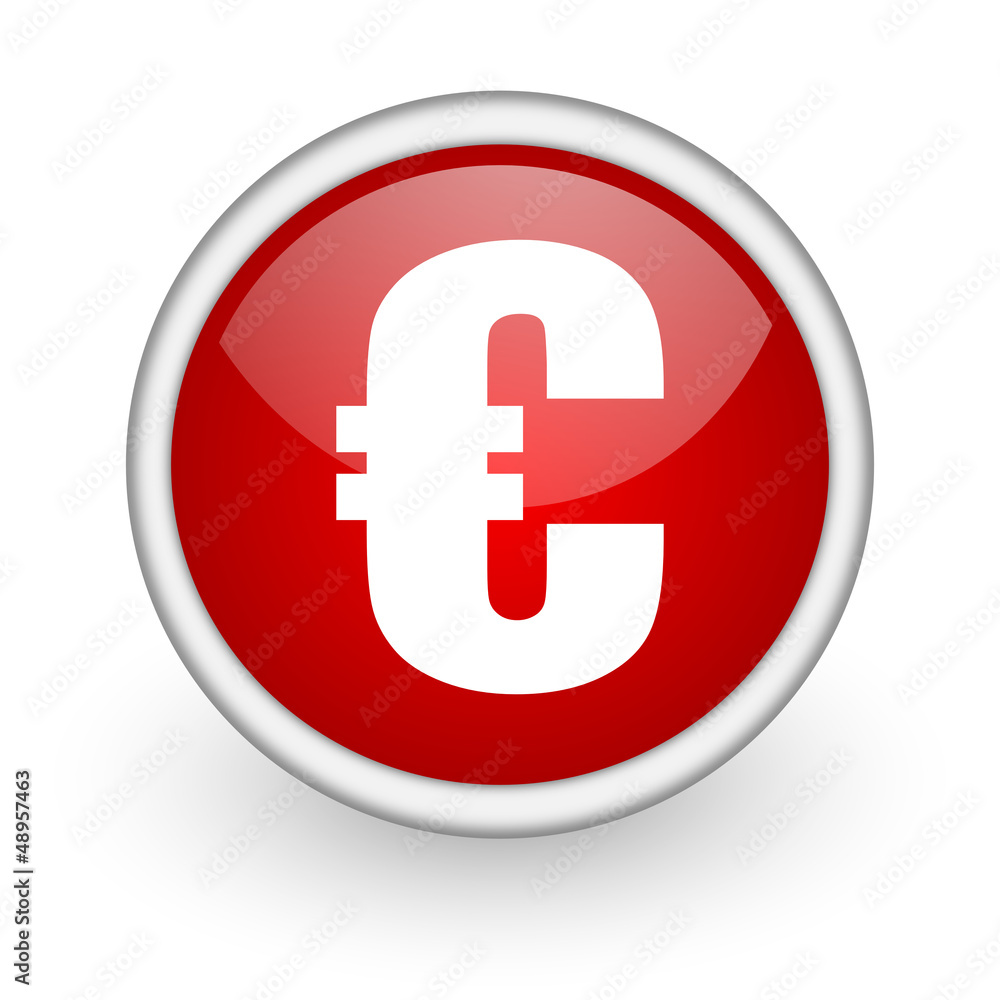 euro red circle web icon on white background euro red circle web icon on white background