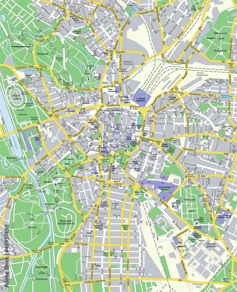 Fototapeta premium Citymap Leipzig