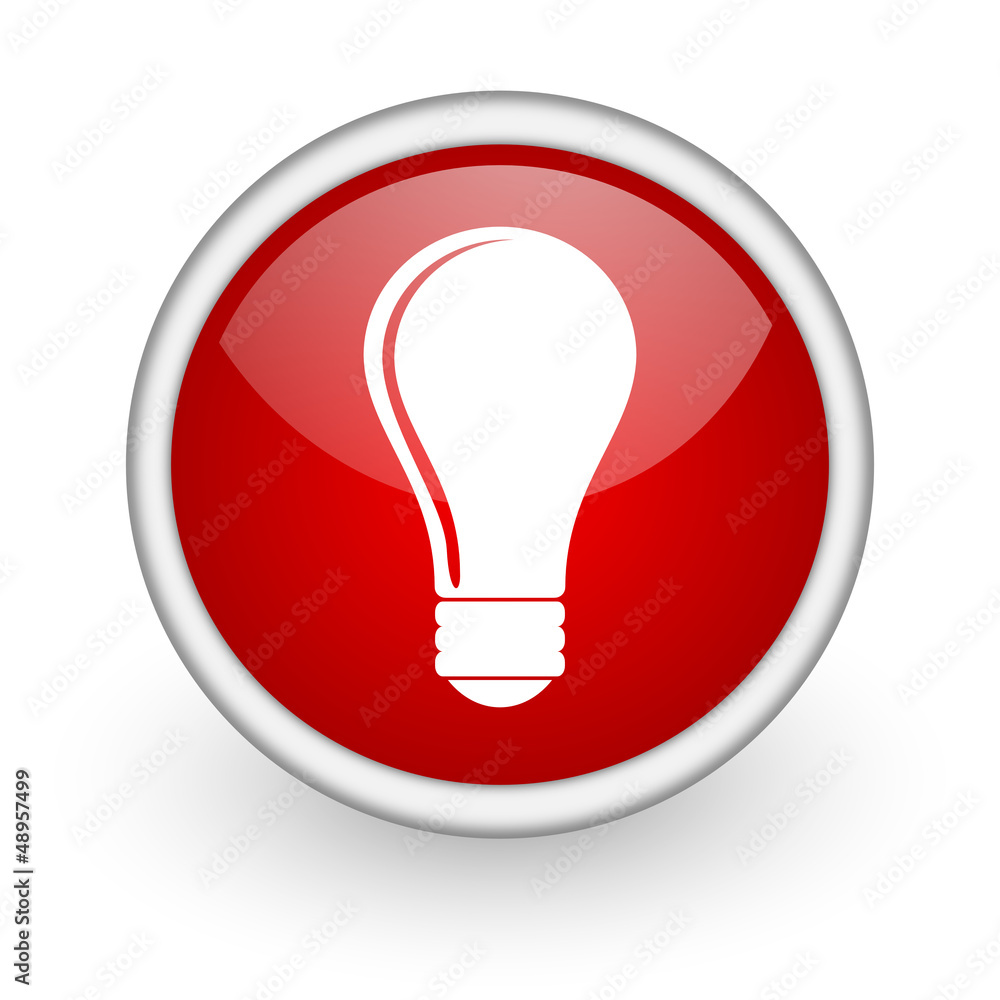 light bulb red circle web icon on white background light bulb red circle web icon on white background