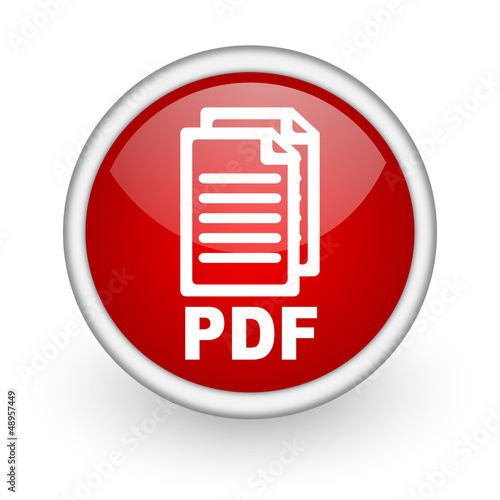 pdf red circle web icon on white background