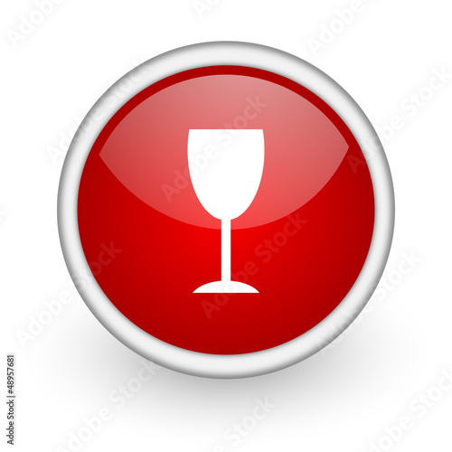 glass red circle web icon on white background