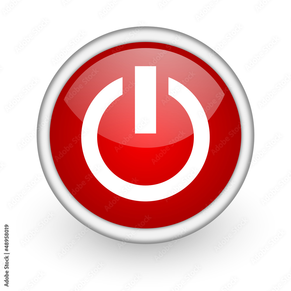power red circle web icon on white background power red circle web icon on white background