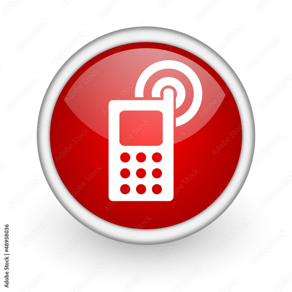 cellphone red circle web icon on white background cellphone red circle web icon on white background
