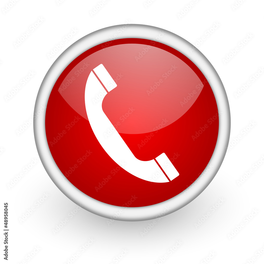 phone red circle web icon on white background phone red circle web icon on white background